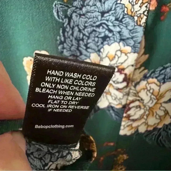 Bebop You Be Free Women's size XL Green Floral Shift Dress Bell Sleeve Photos - Picture 12 of 12